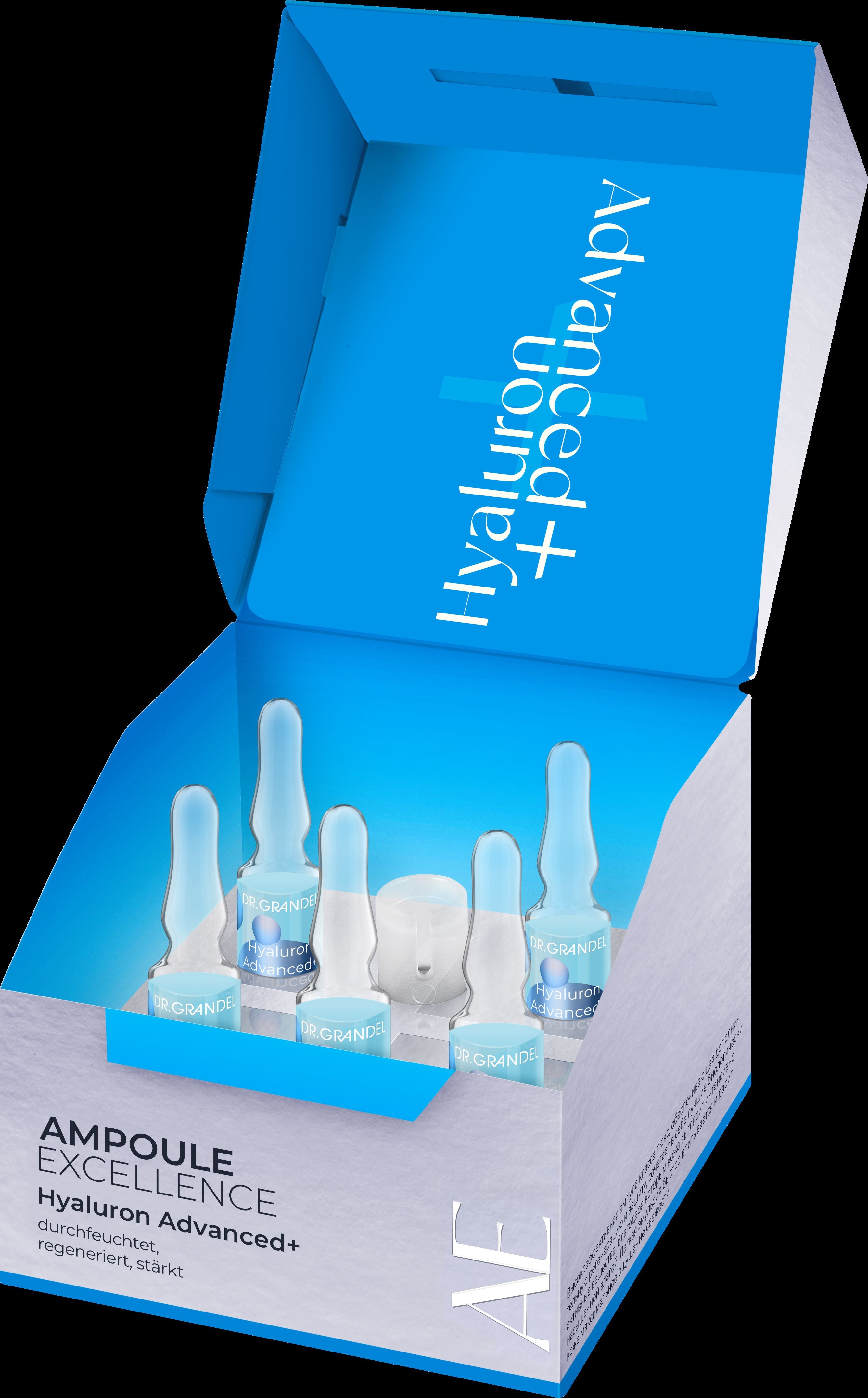 Dr. Grandel Ampoule Excellence Hyaluron Advanced+ 5x 3 ml spendet intensive Feuchtigkeit durch 10-fach Hyaluron